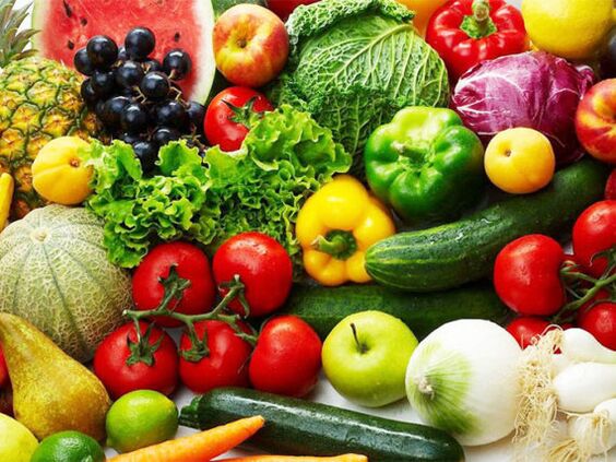 Vegetais e frutas frescas